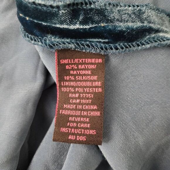 NWT Vtg Y2K Betsey Johnson Velvet Babydoll Dress Sz 0 Teal Blue Silk‎ Blend - Picture 6 of 7